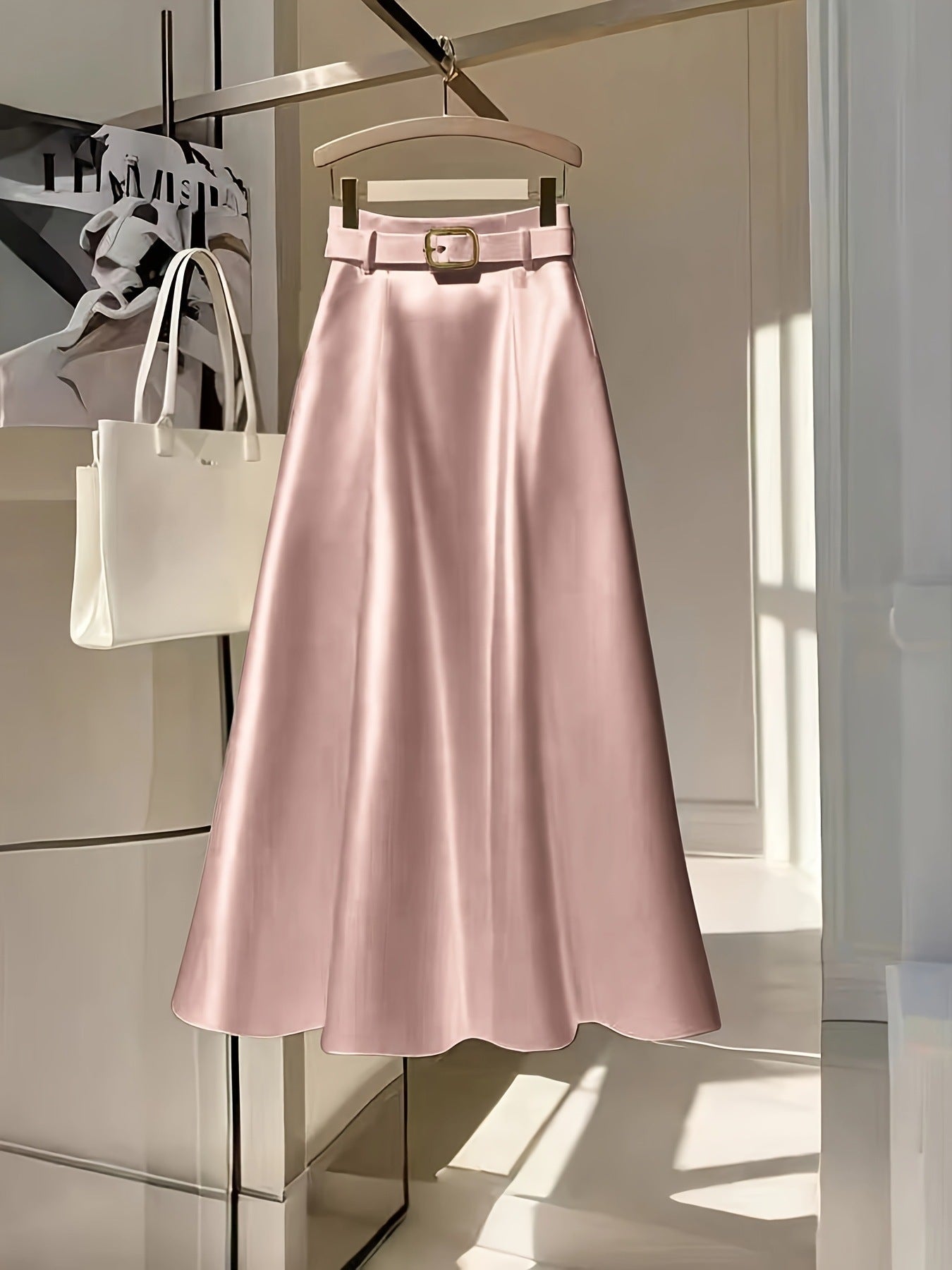 Elegant A-Line Satin Skirt