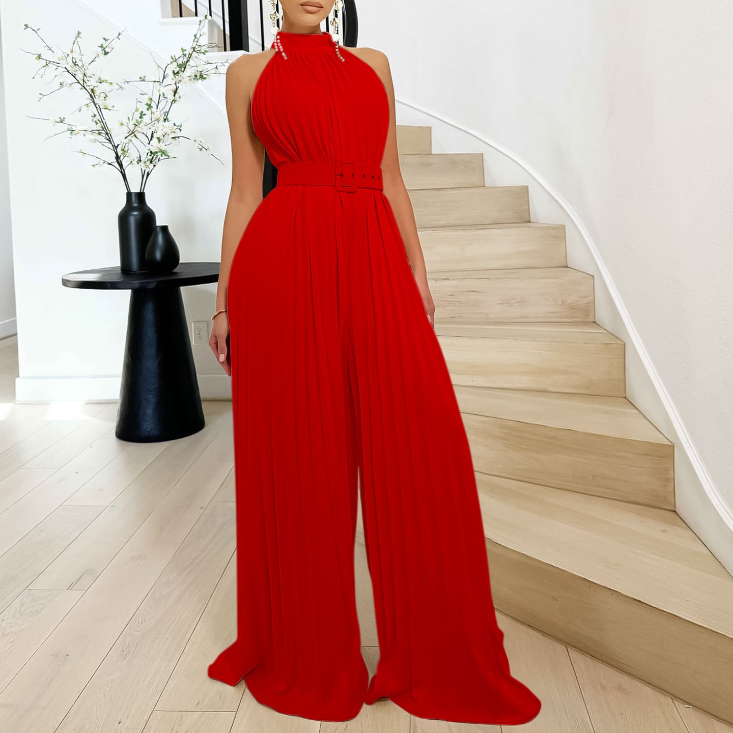Sexy Sleeveless Wide-Leg Jumpsuit