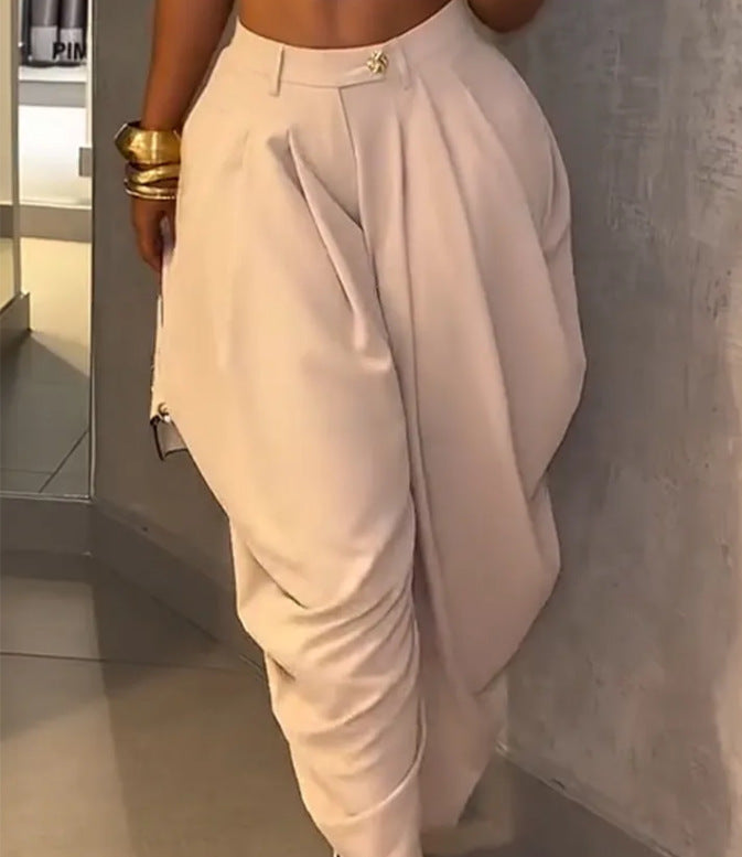 High-Waist Pleated Tapered Pants