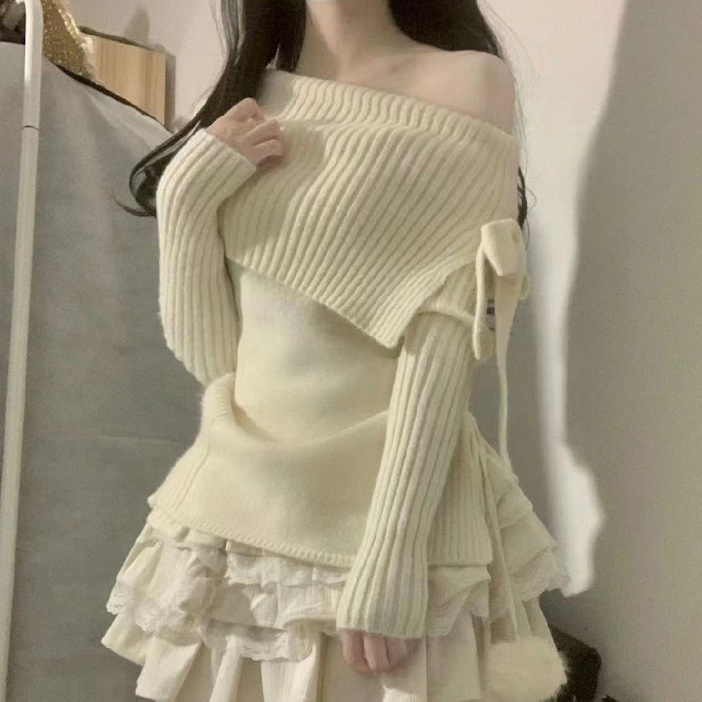 One-Shoulder Long-Sleeve Knitwear