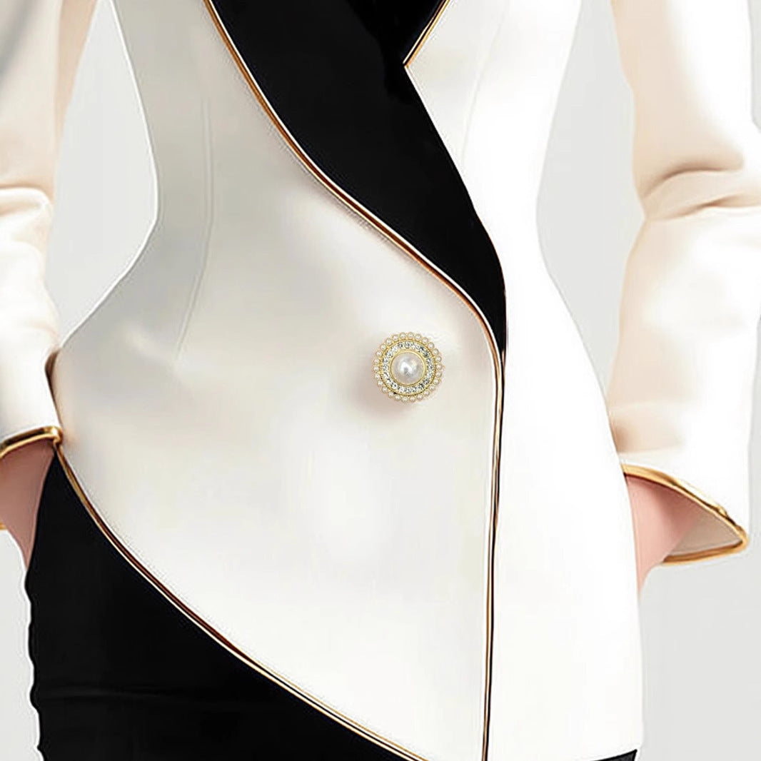 Women's Pearl Button Long Coat