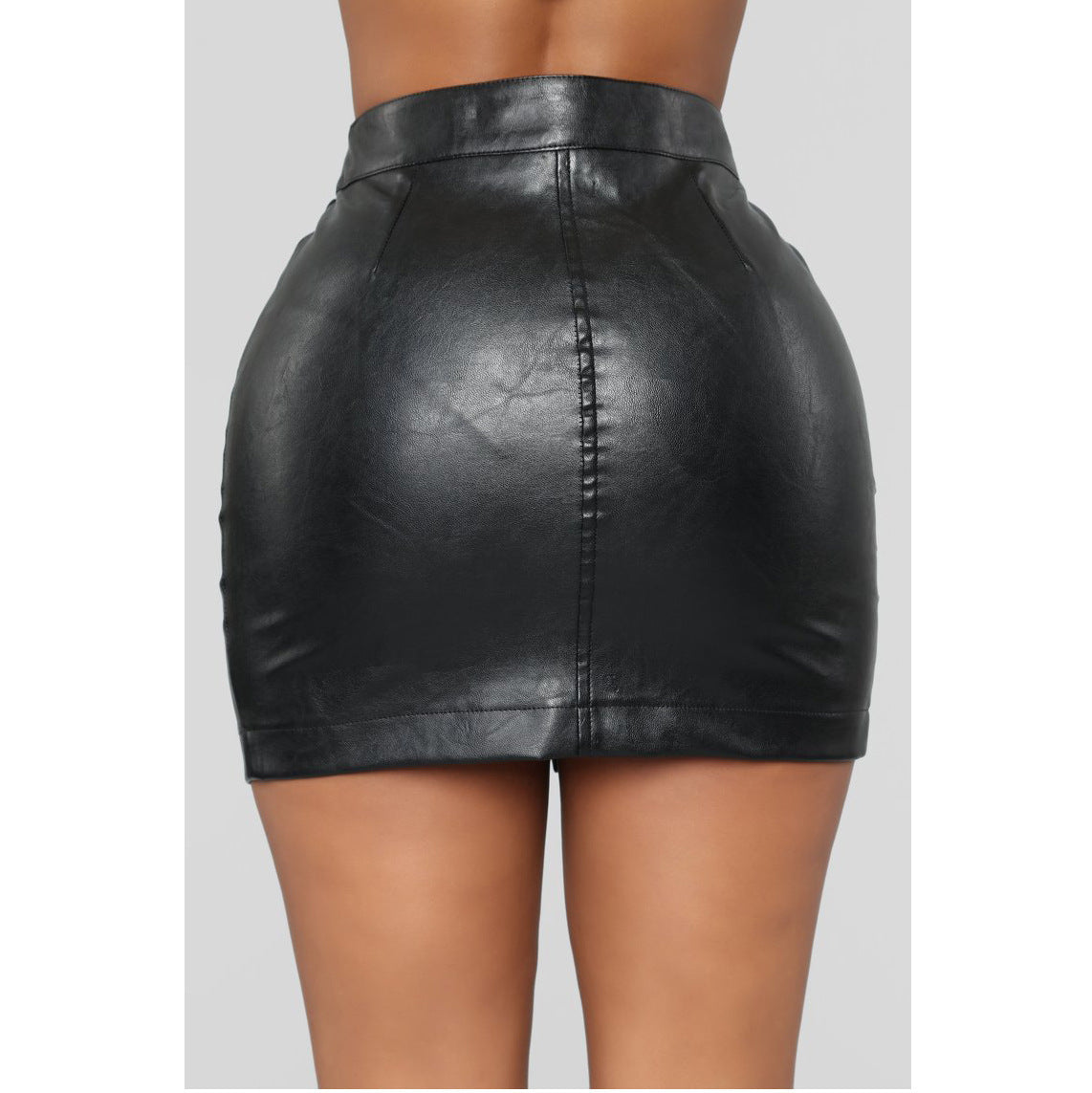 High-Waist Women's Leather Skirt