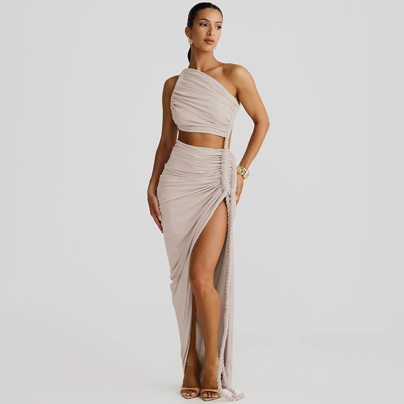 Hollow Tether One Shoulder Dress