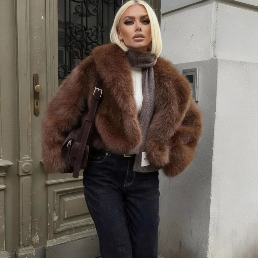 Vintage Style Faux Fox Fur Short Coat