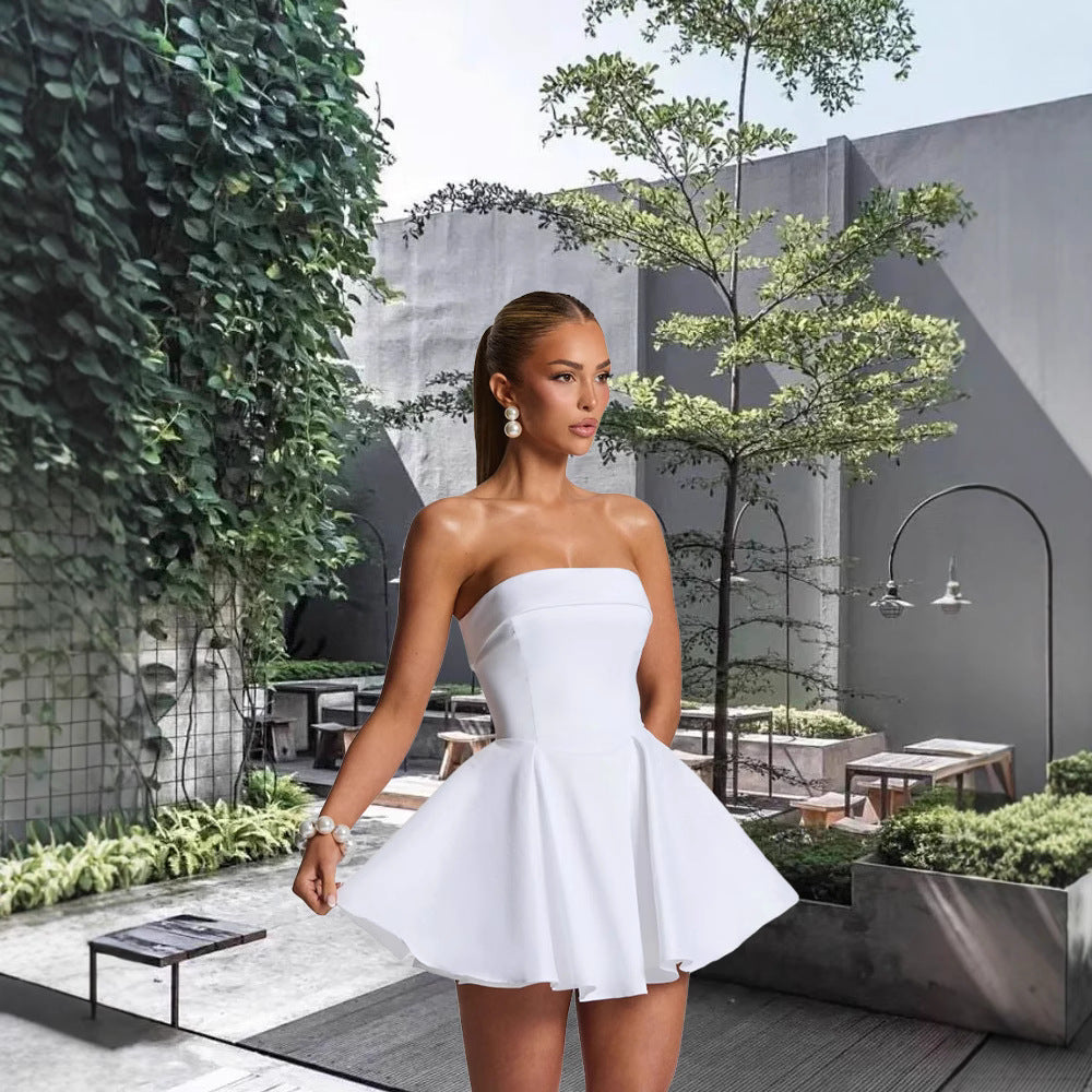 Sexy Pure Color Tube-top Dress