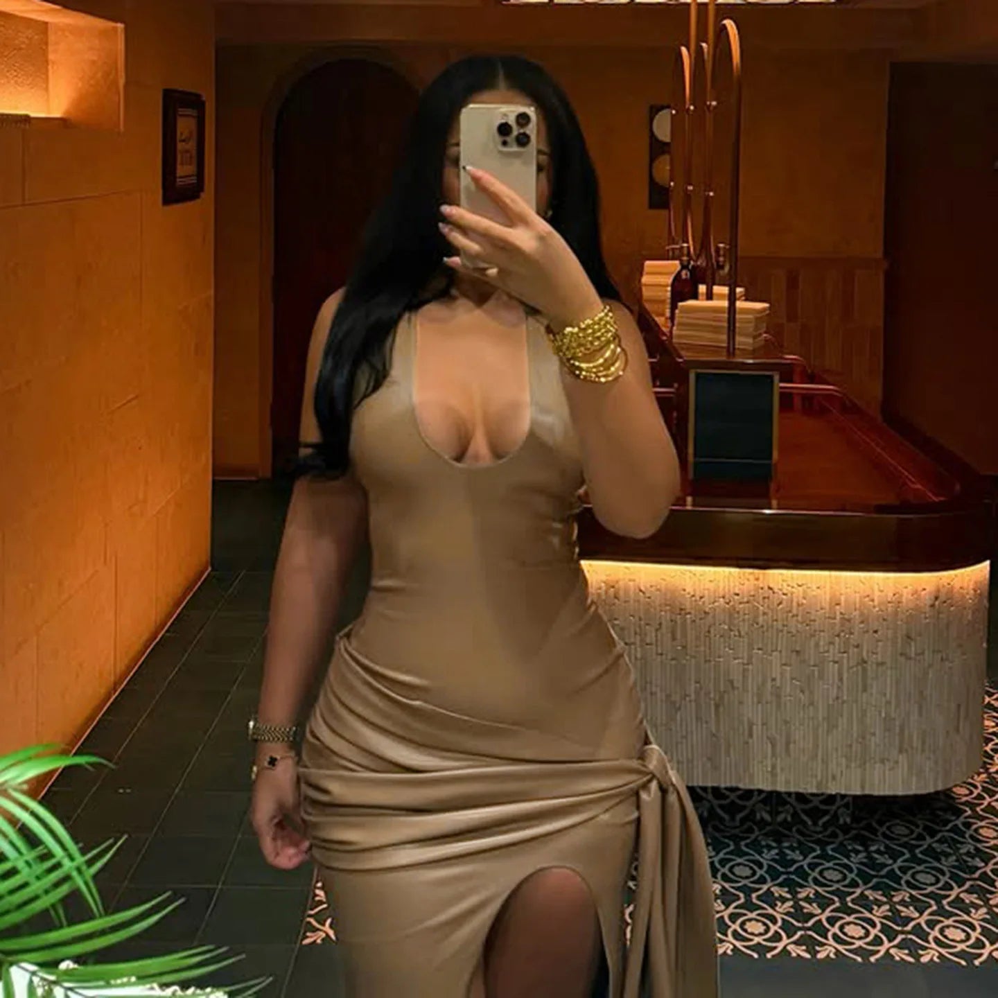 PU Leather Maxi Dress