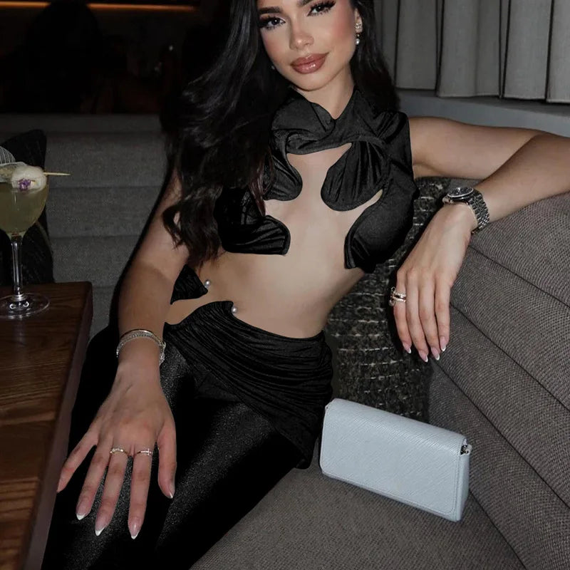 2 Piece Twisted Flower Pants Sets