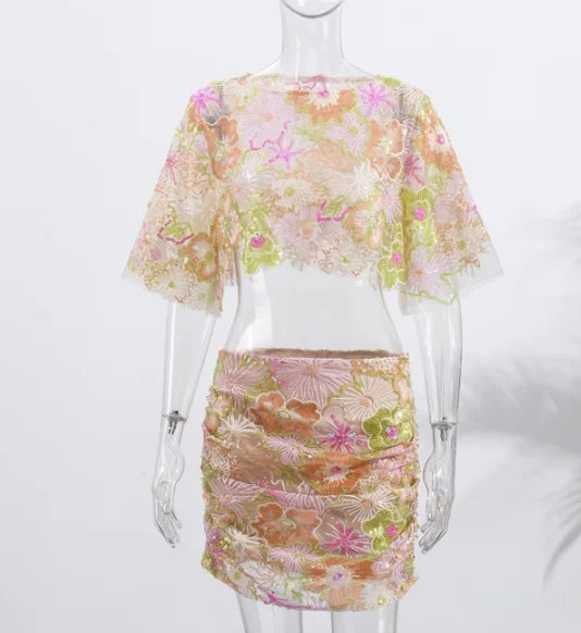 Skirt Sets Sexy Mesh See Through