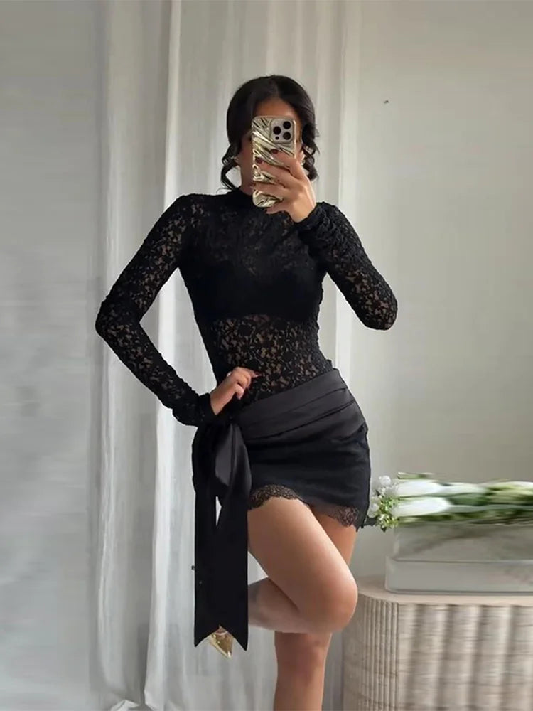 Bodysuit And Mini Skirt Set