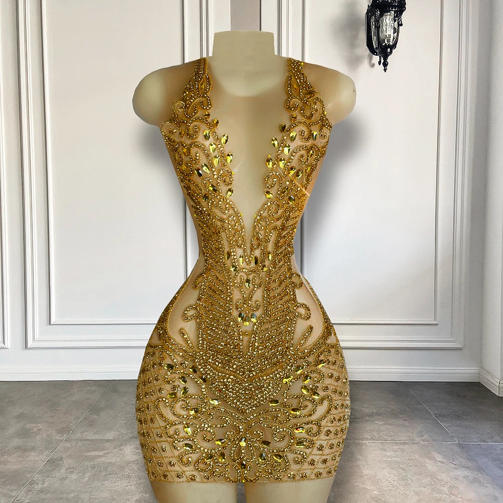 Sparkly Sheer Sleeveless Party Dress