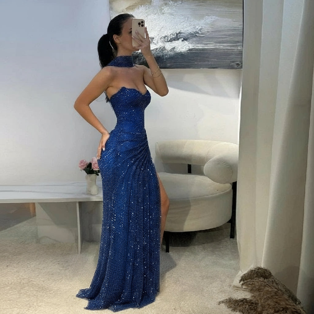 Sexy Halter High Split Dress