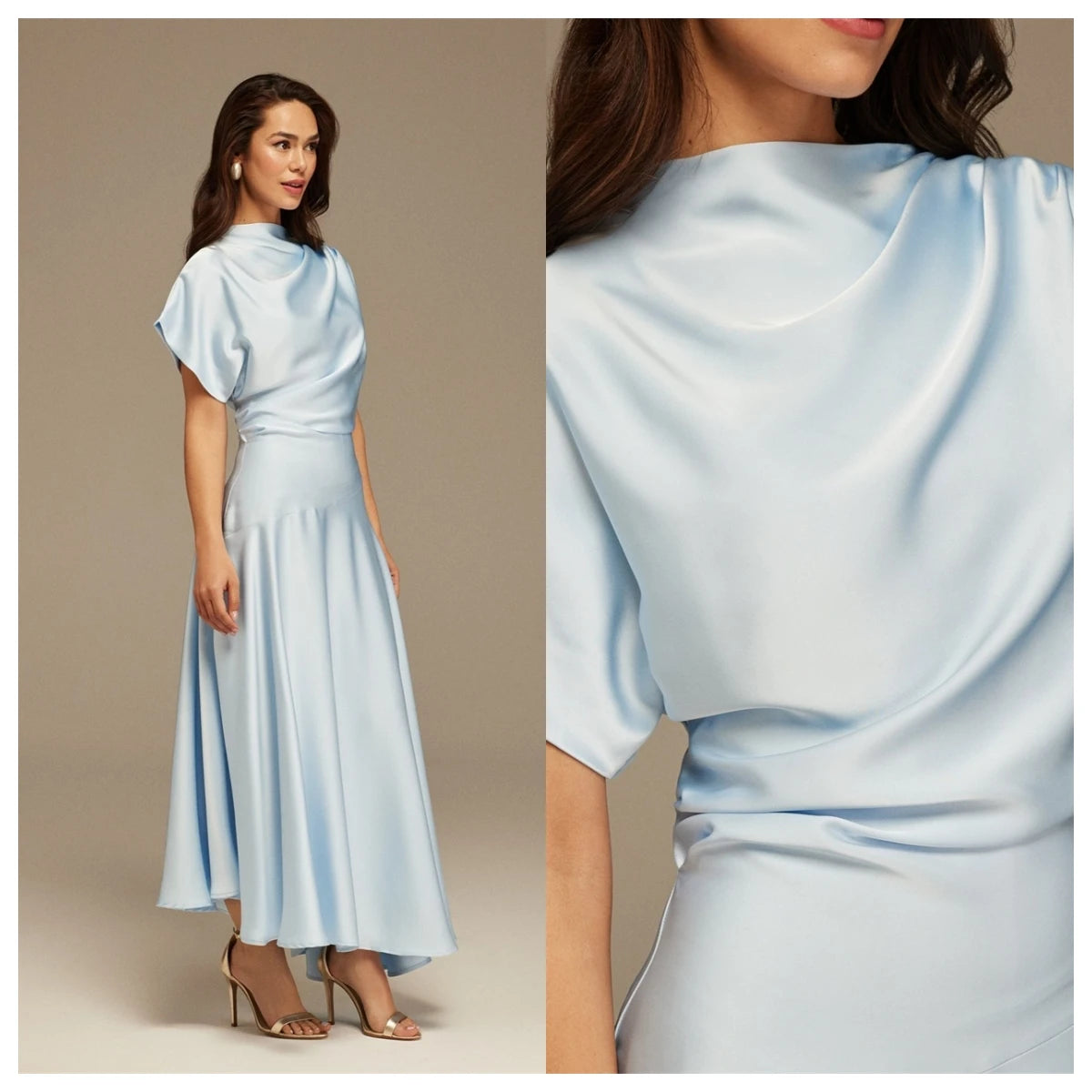 Classic Blue Satin Evening Dress