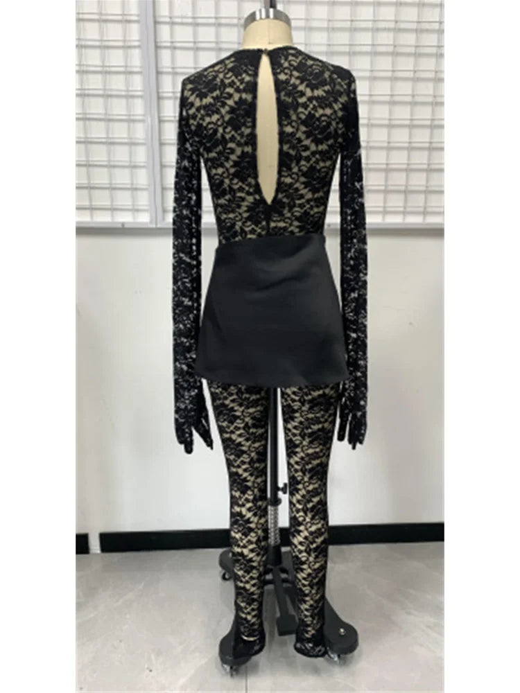 Sexy See Through Long Sleeve Jumpsuit