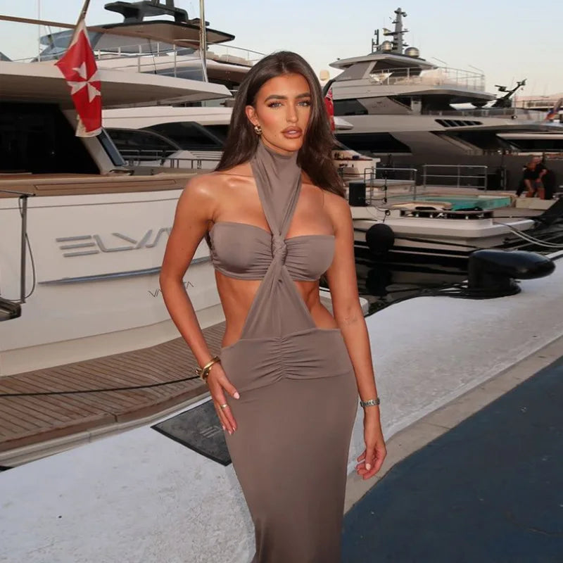 Backless Pleated Two-Piece