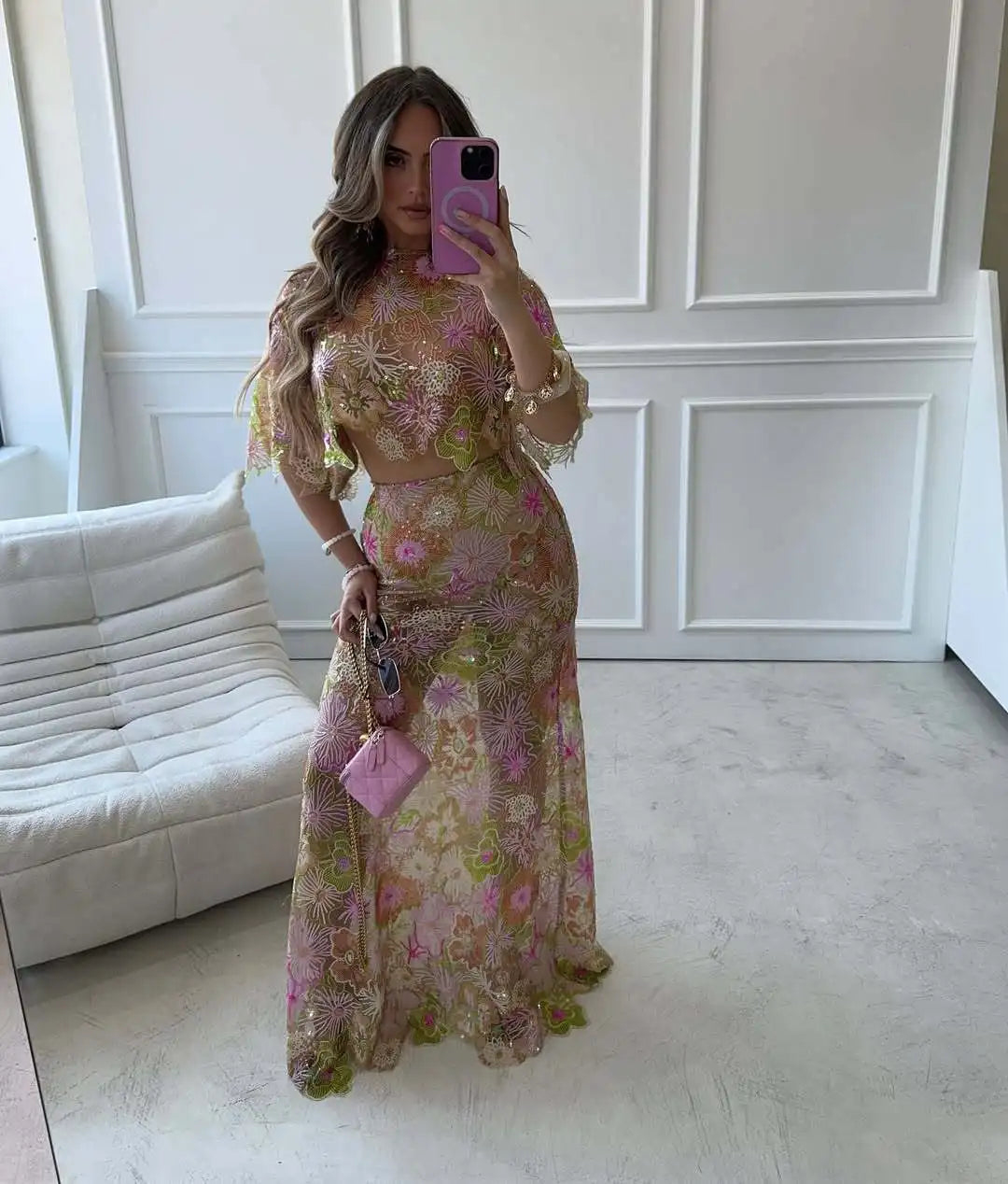 Skirt Sets Sexy Mesh See Through