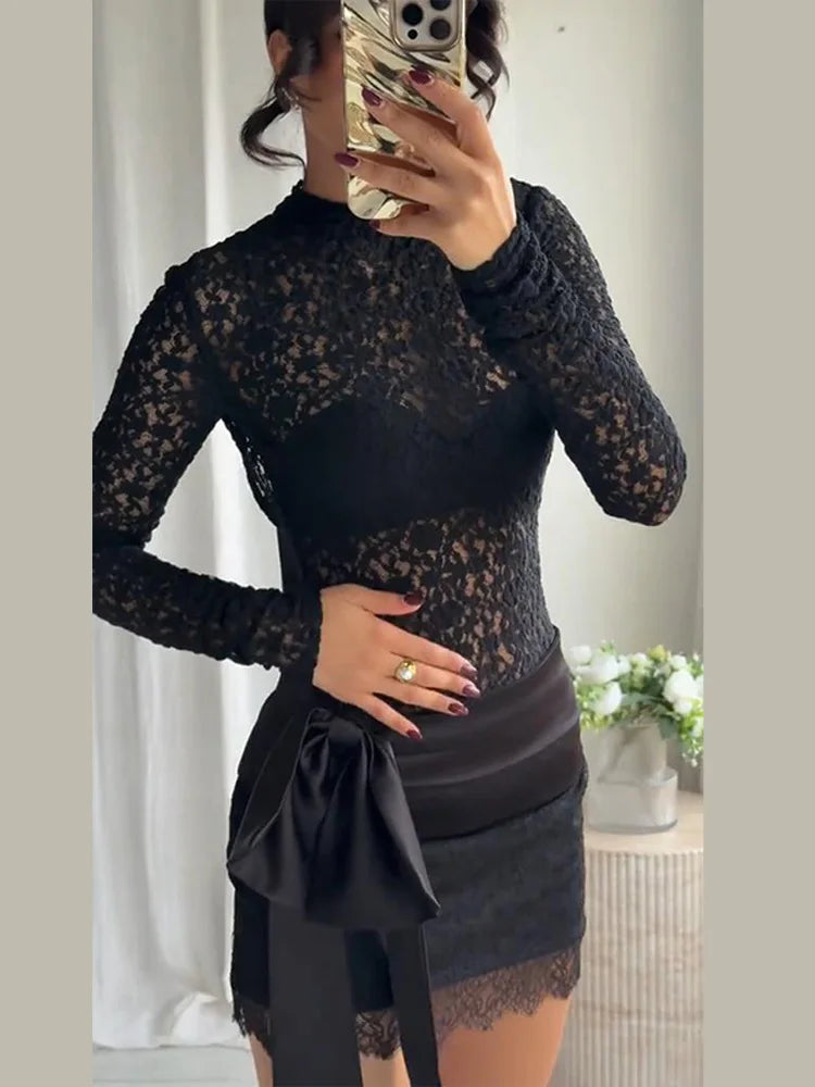 Bodysuit And Mini Skirt Set