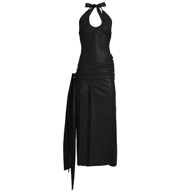 PU Leather Maxi Dress