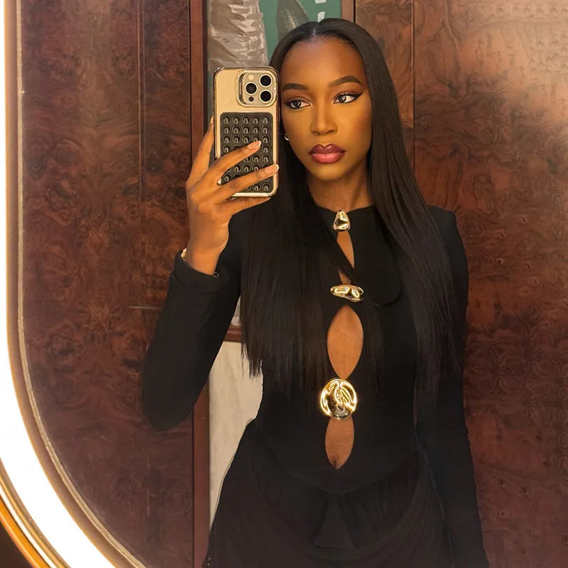 Sexy Ruched Cut Out Mini Dress