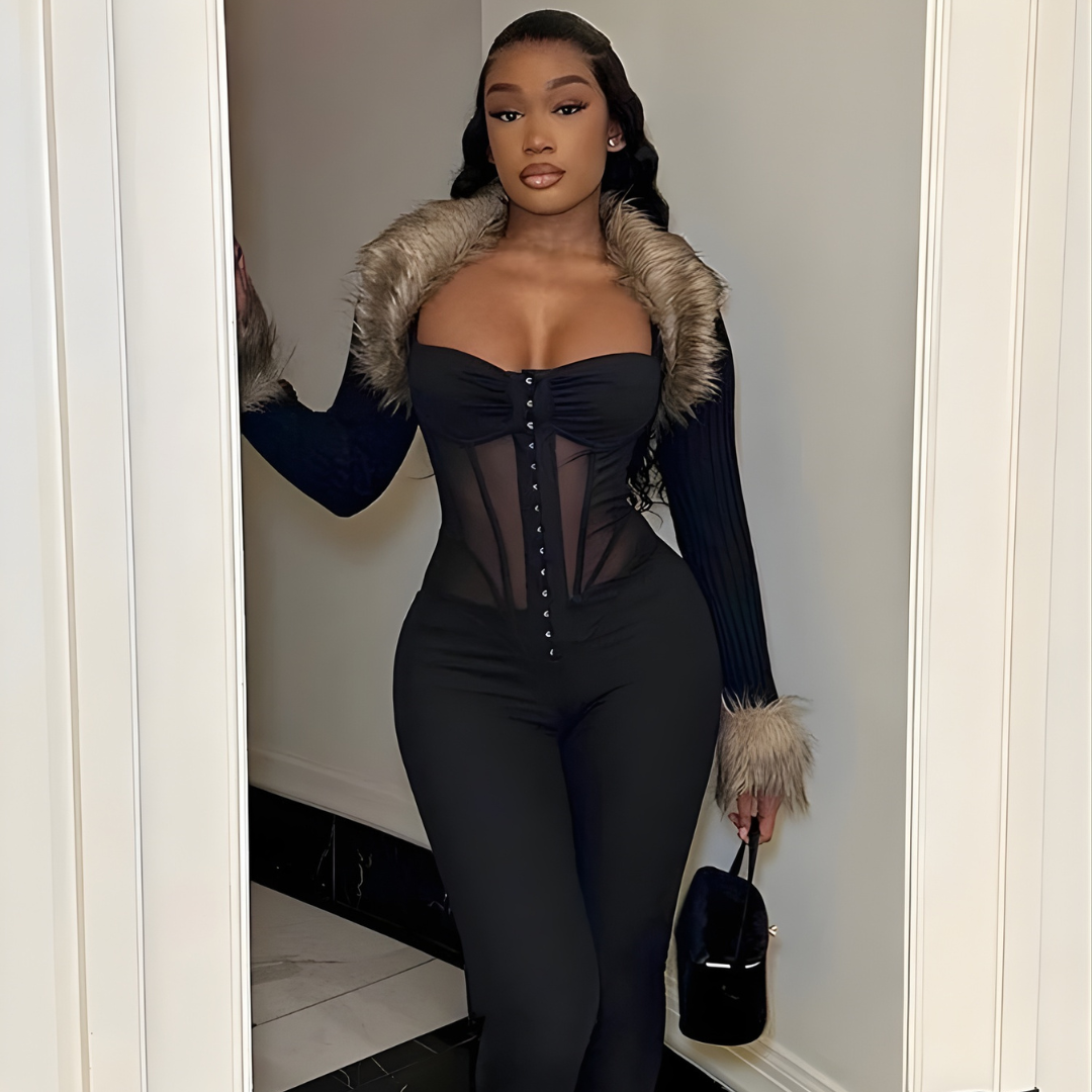 Sexy Sleeveless Mesh Patchwork Jumpsuit