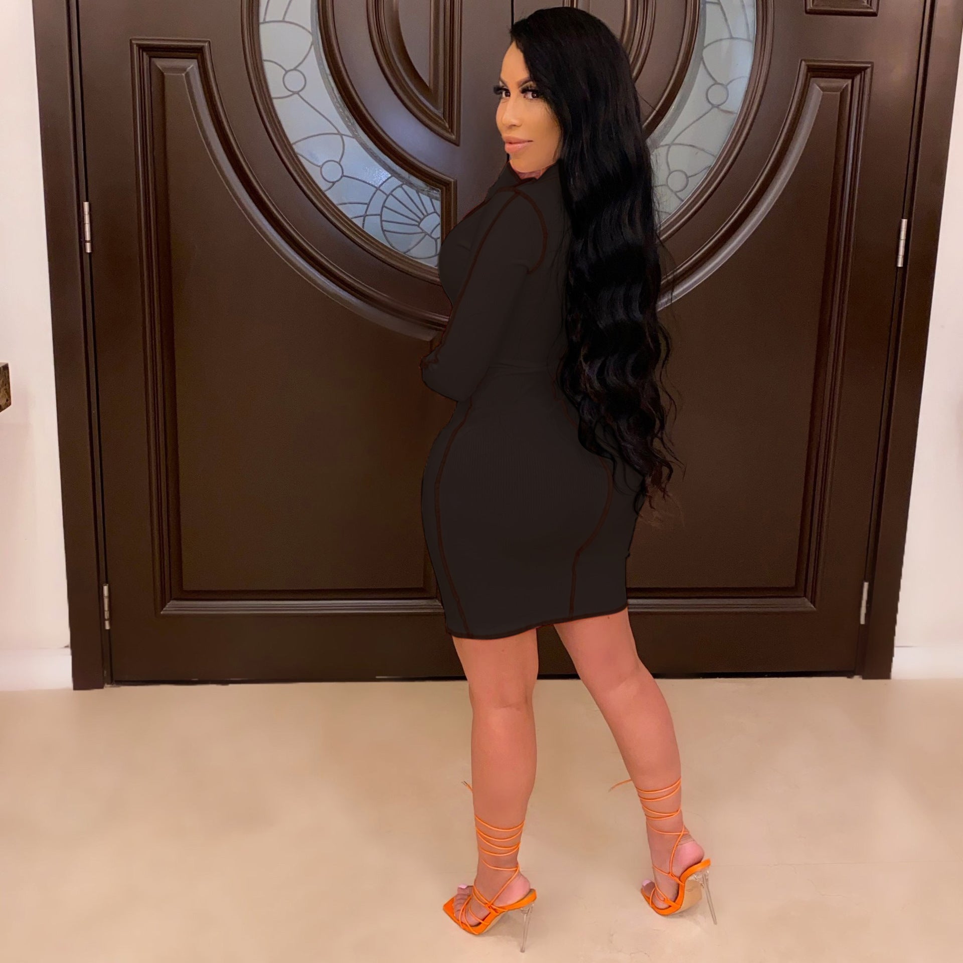 V-Neck Sexy Midi Dress