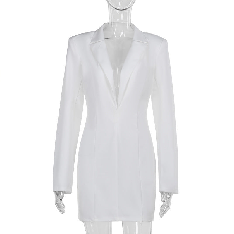 Deep V Sheath Suit Dress
