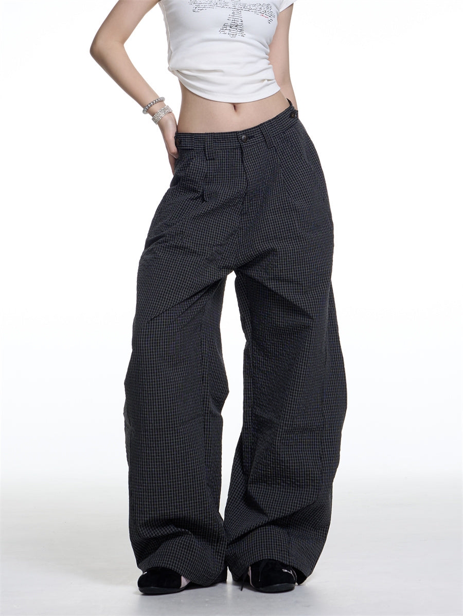 American Retro Plaid Wide Leg