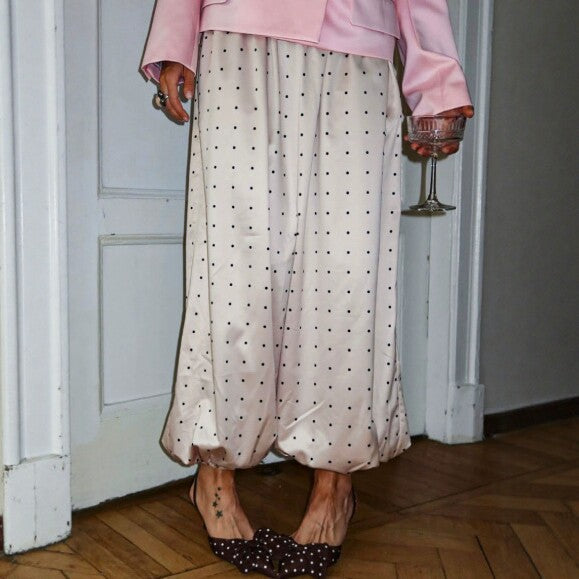 Versatile White Polka-Dot Pants