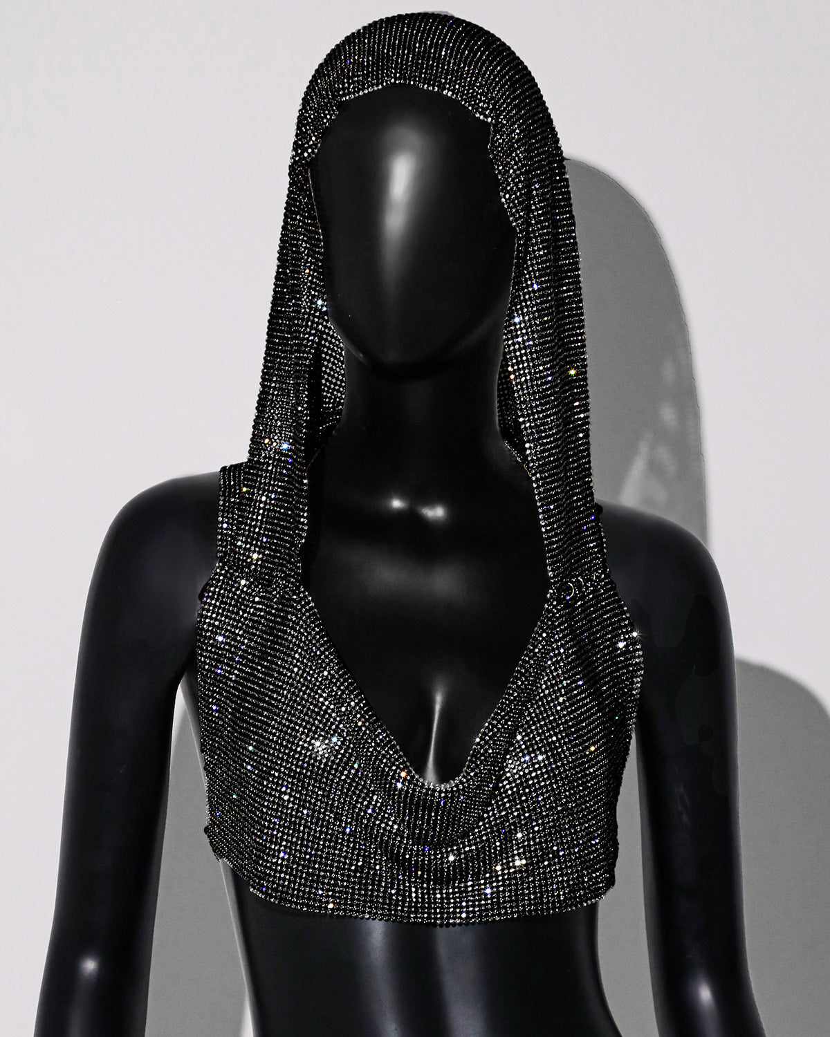 Metallic Sequin Hooded Vest