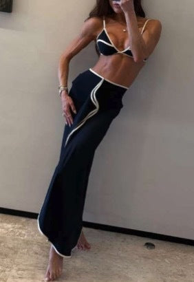 Trendy Multicolor Bikini Dress Set