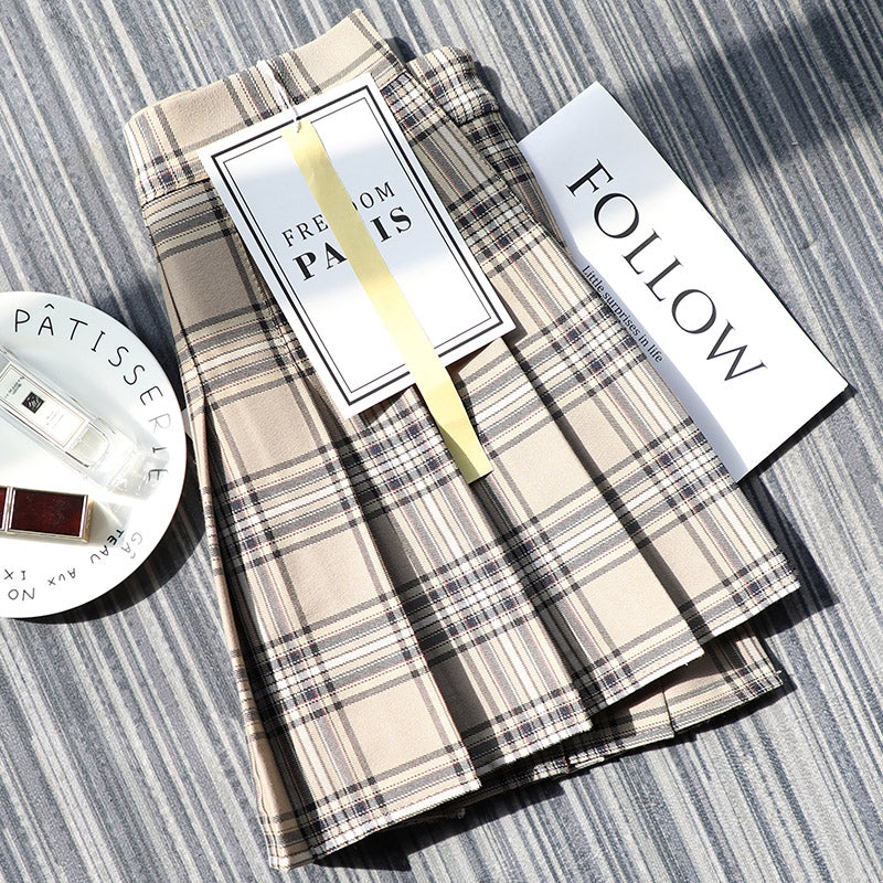 Plaid A-Line Pleated Skirt