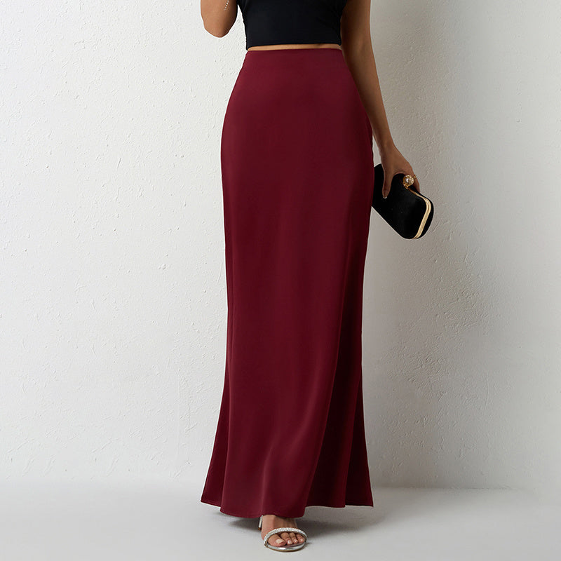 Women’s Flared Satin Midi Skirt