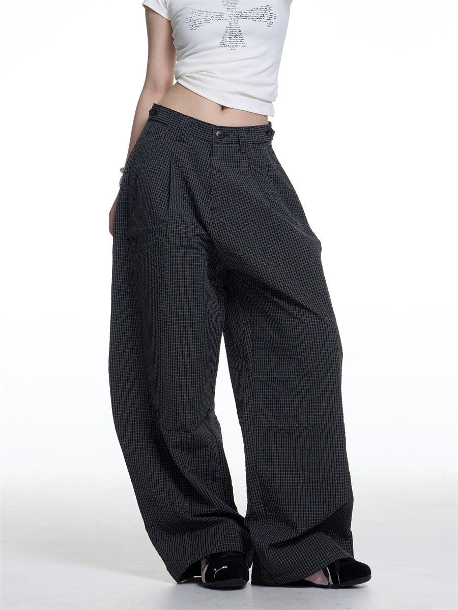 American Retro Plaid Wide Leg