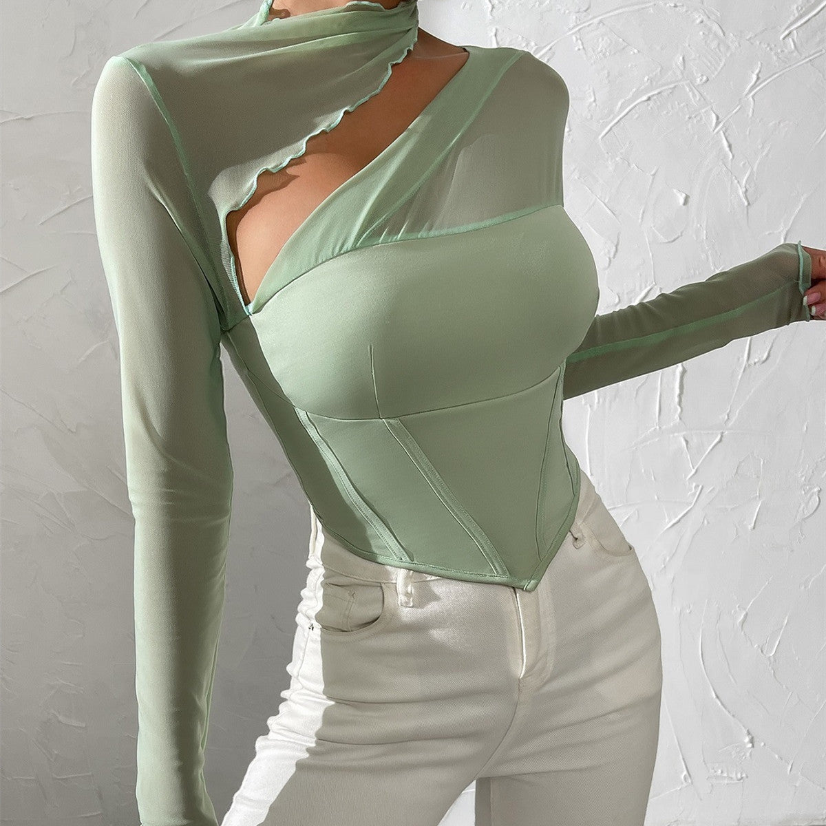 Slim Mesh Hollow Women's T-Shirt