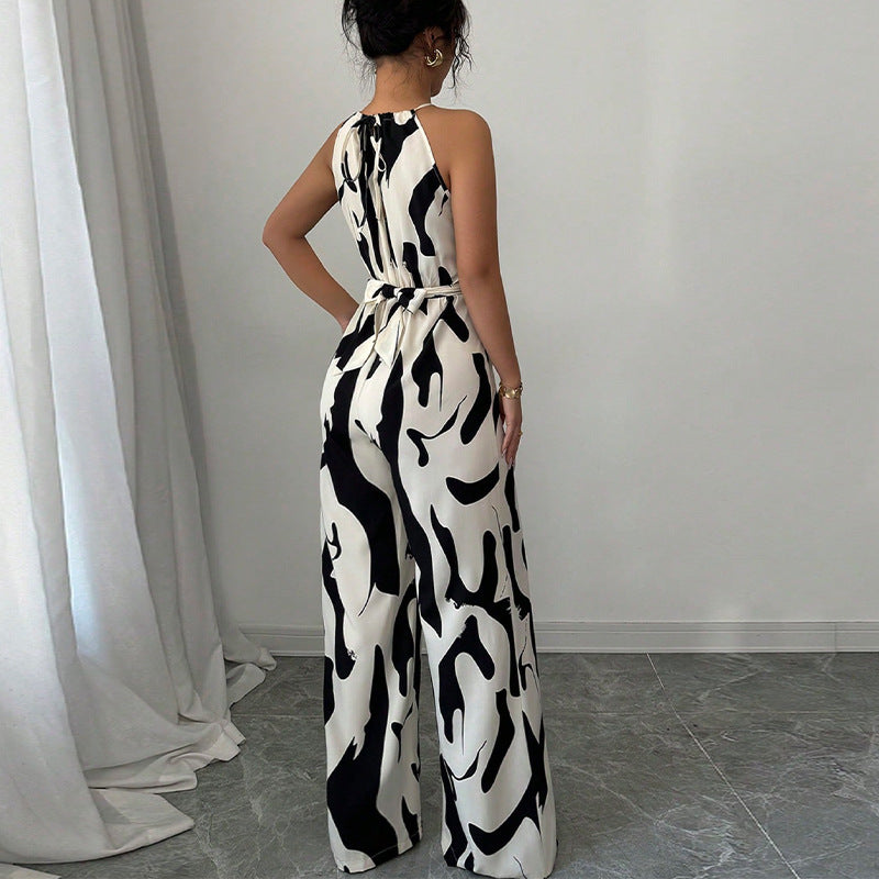 Zebra Print Women's Suspender Jumpsuit