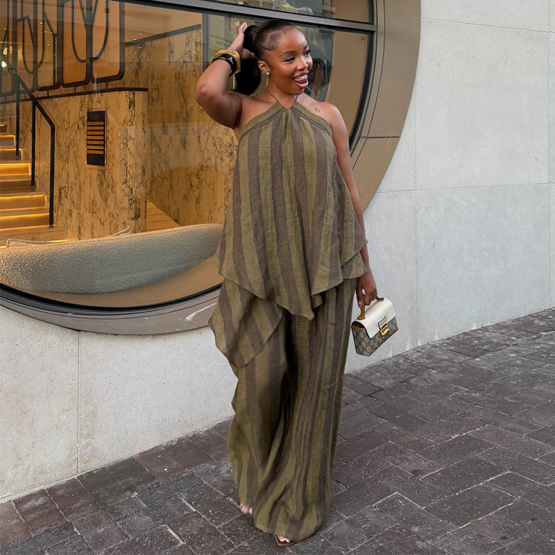 Asymmetrical Top And Wide-leg Trousers Set