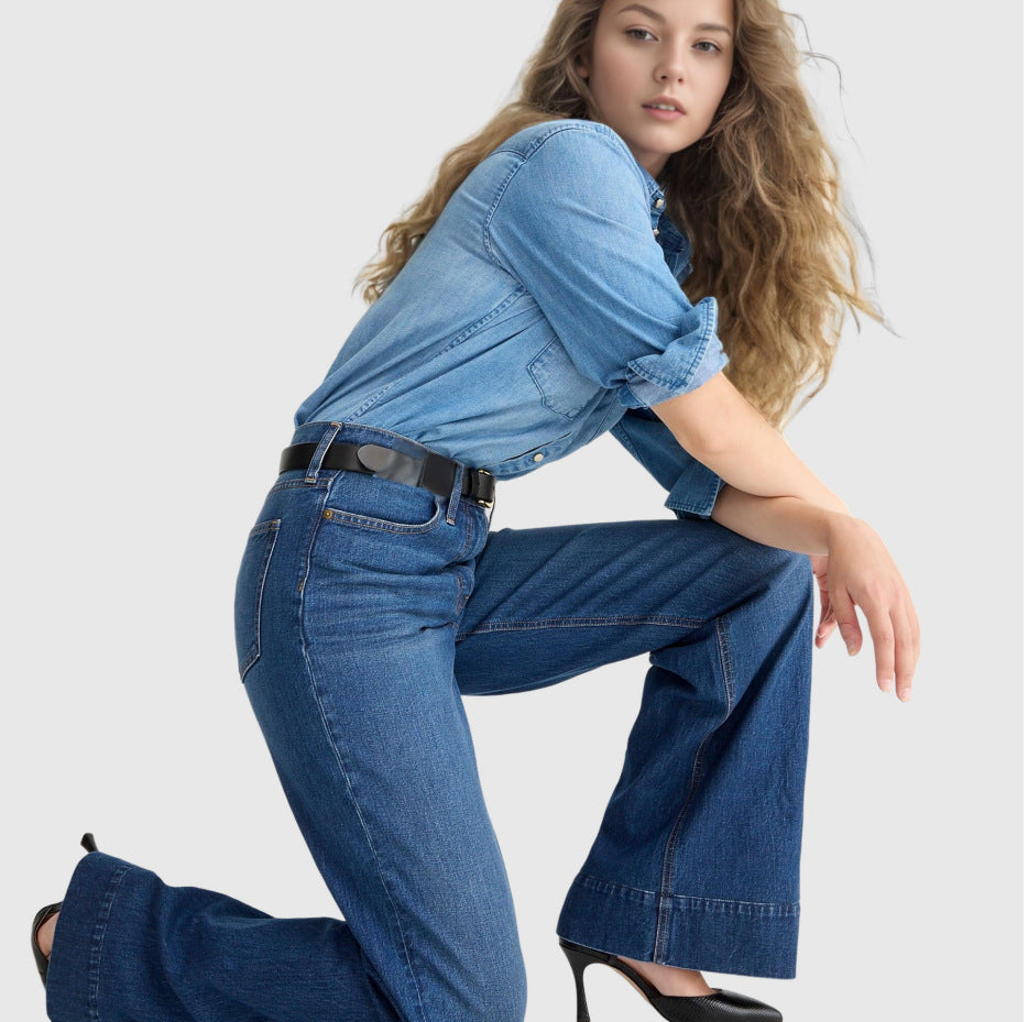 Pantalones vaqueros holgados con cintura elástica de moda