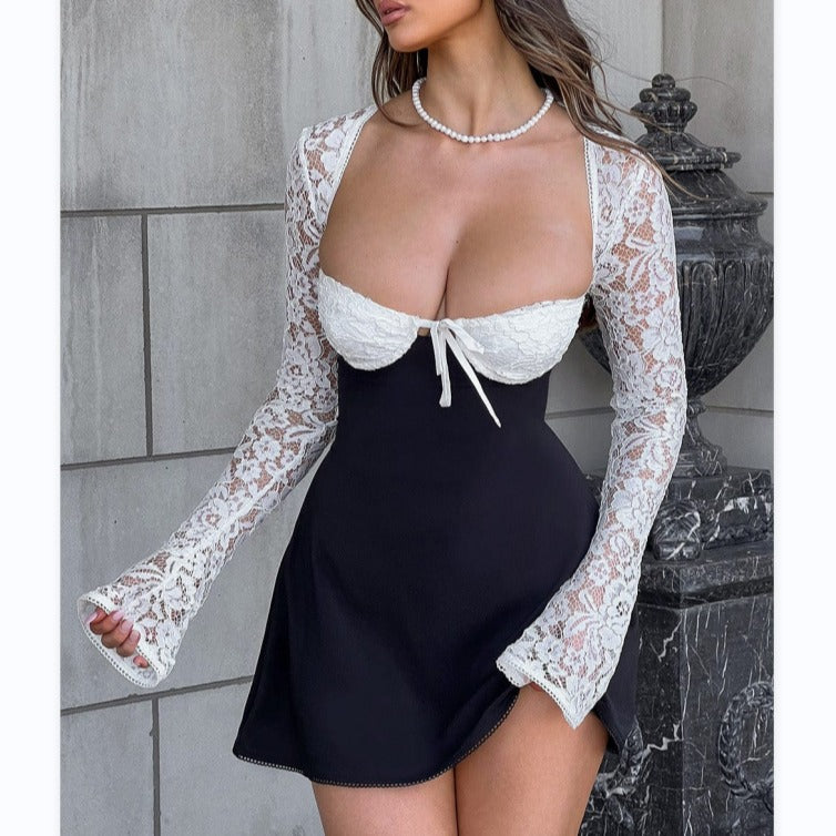 Elegant Lace Mini Dress Women