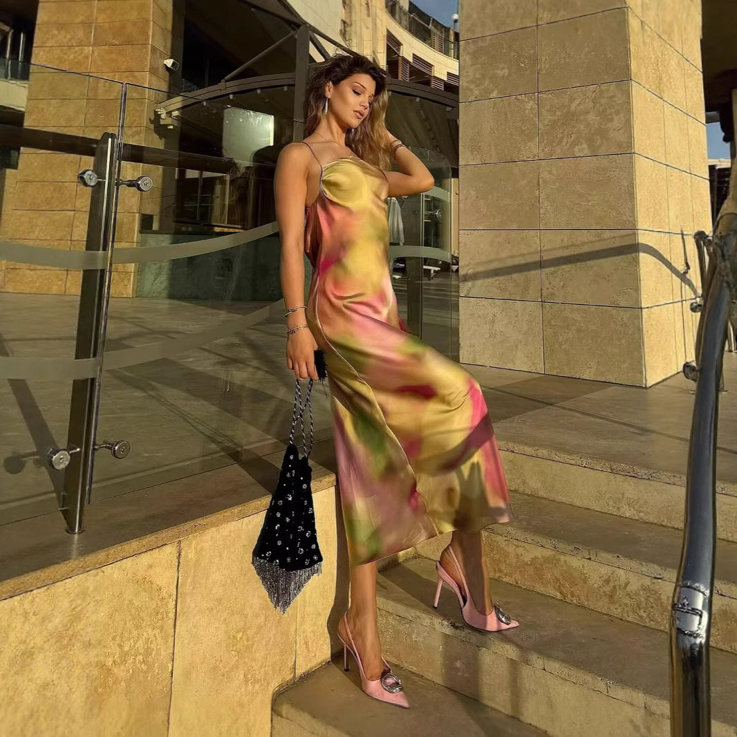 European American Satin Dress Women