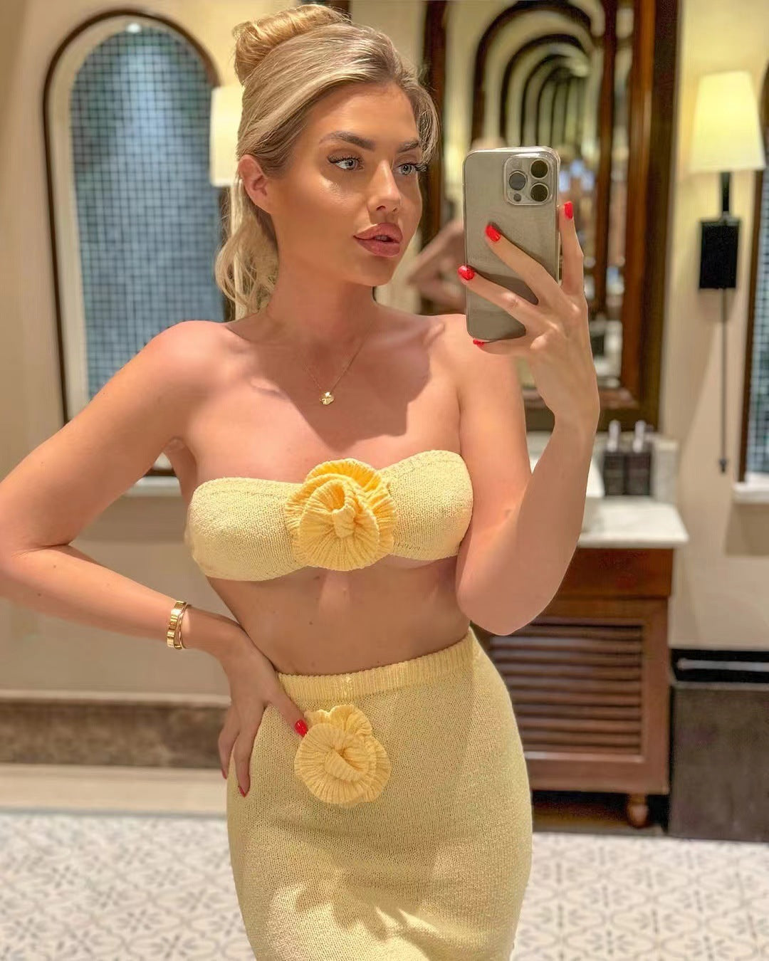 High Waist Knitted Crop Set