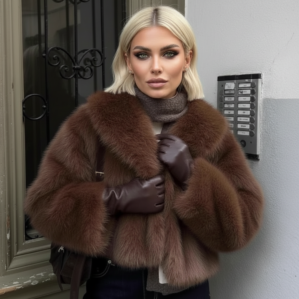 Vintage Style Faux Fox Fur Short Coat