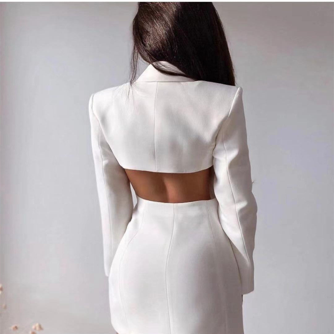 Backless Double-Breasted Suit Set