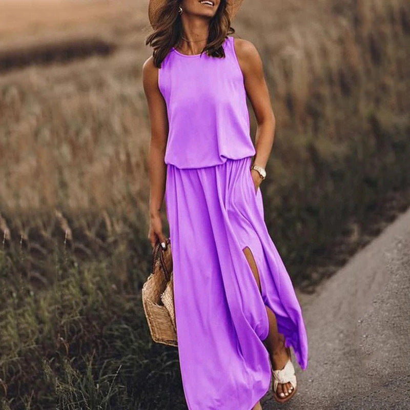 Sleeveless Split Midi Dress
