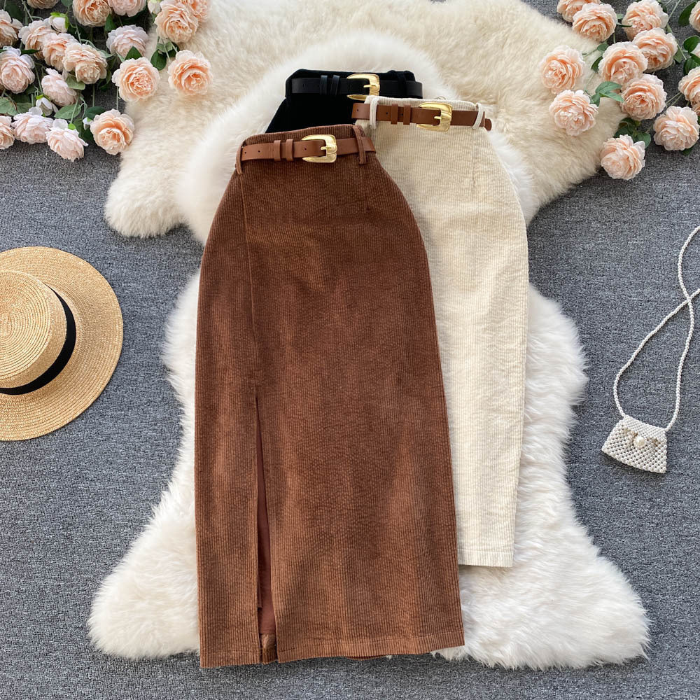 Elegant Retro Autumn Split Skirt