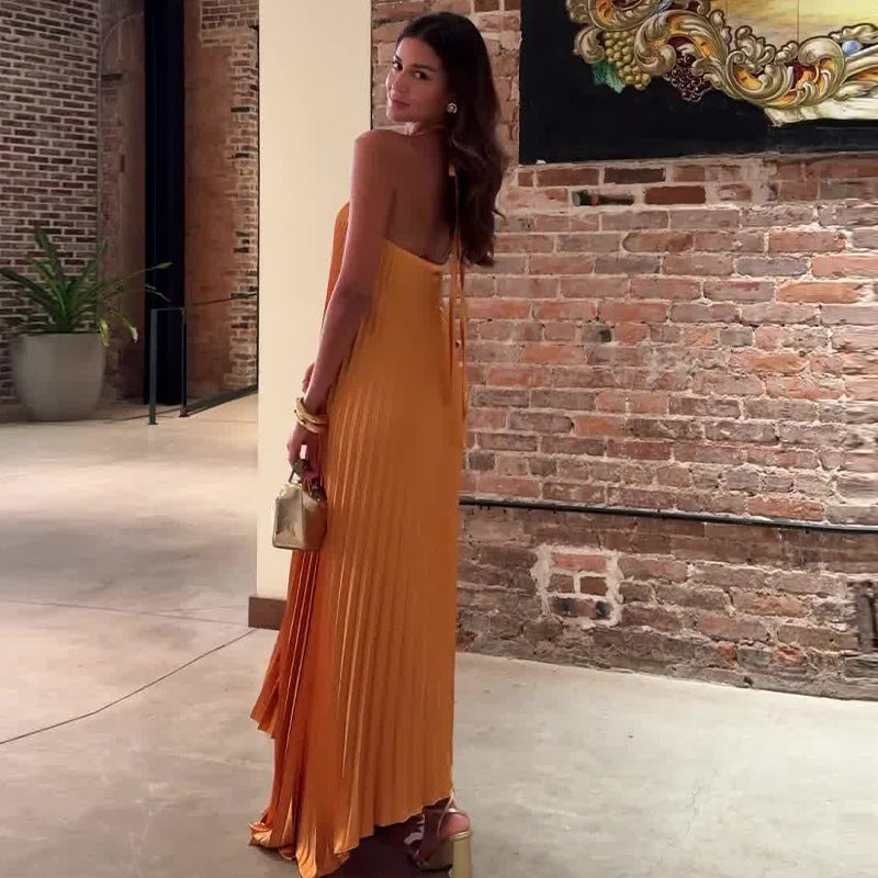 Sleeveless Halter Vacation Style Dress