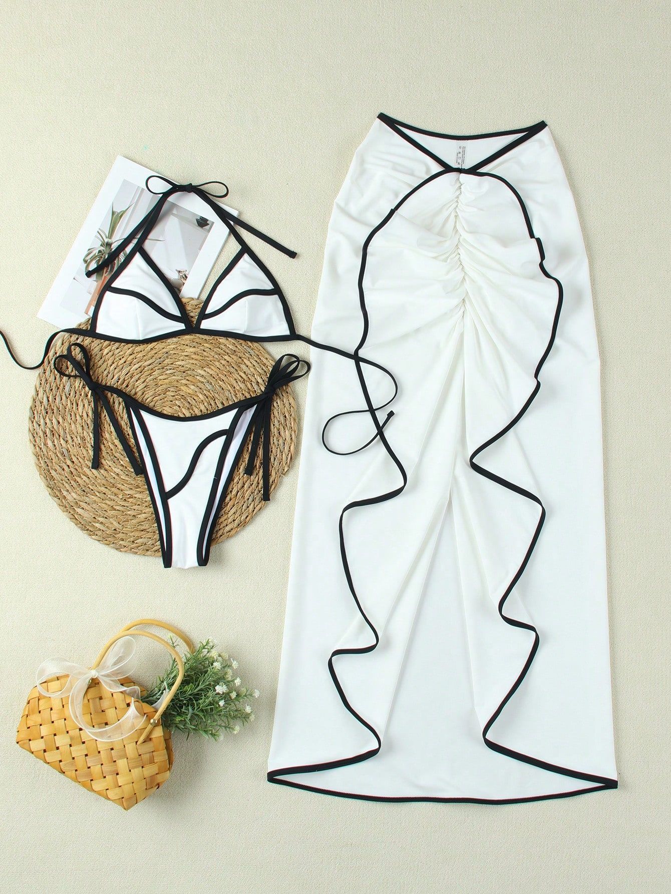 Trendy Multicolor Bikini Dress Set