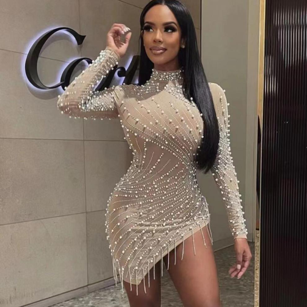 Rhinestone Side Seam Short Dress