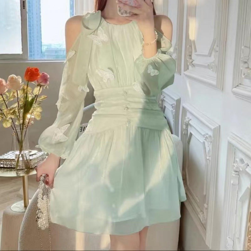 Off-Shoulder Halter Sweet Dress