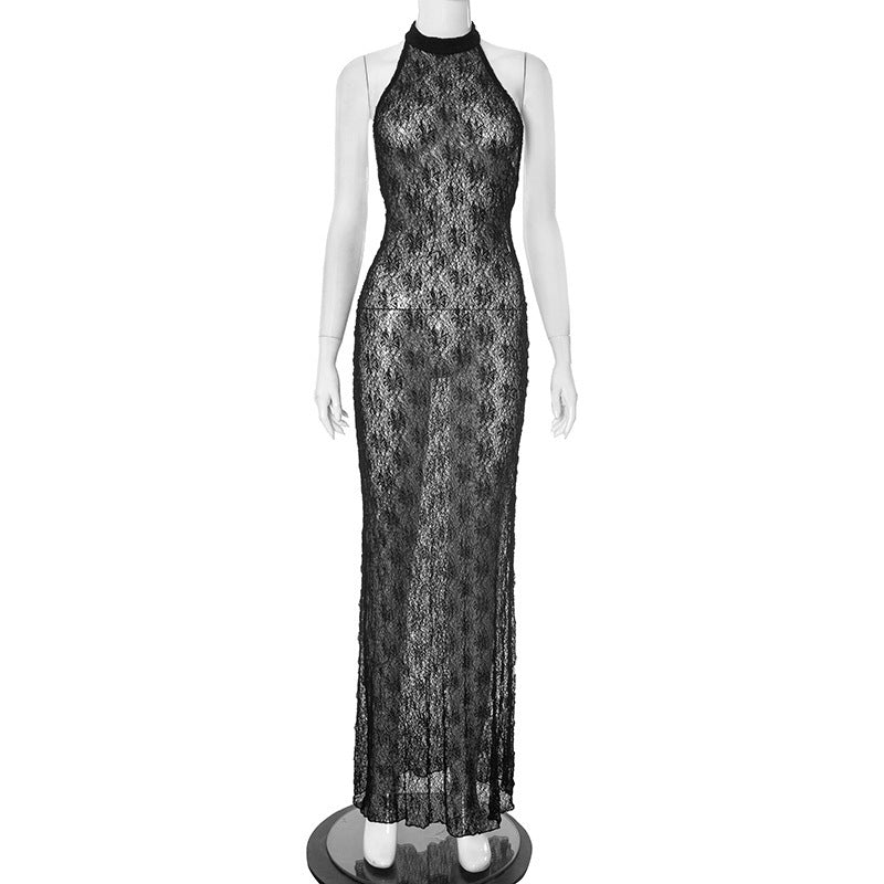 Elegant Lace Cutout Sheath Midi Dress