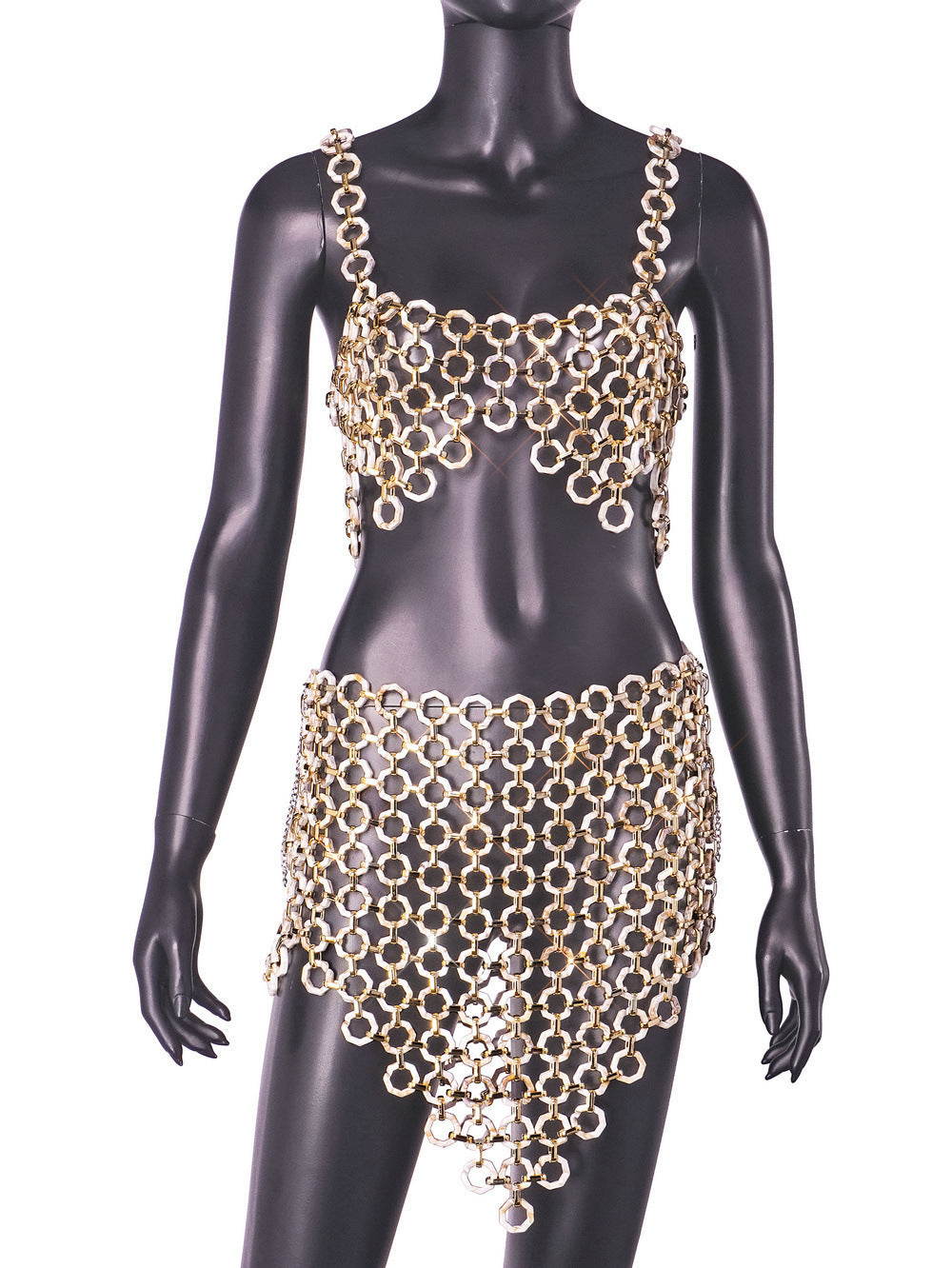 Backless Slim Acrylic Dress Set