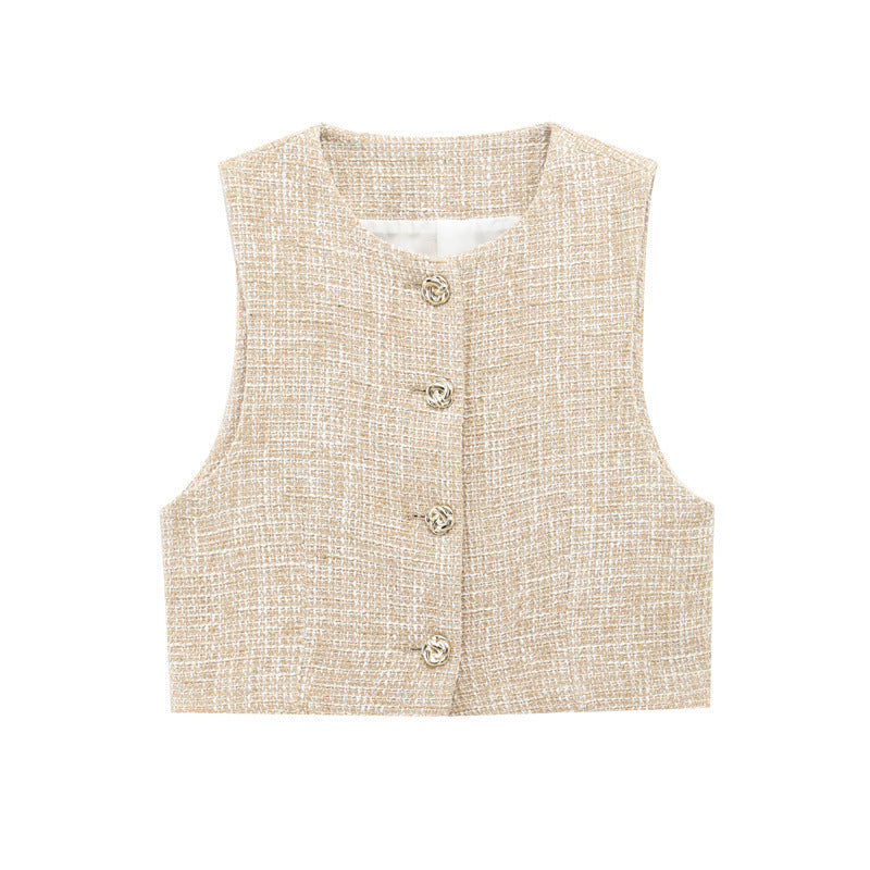 Textured Vest and Culottes Set